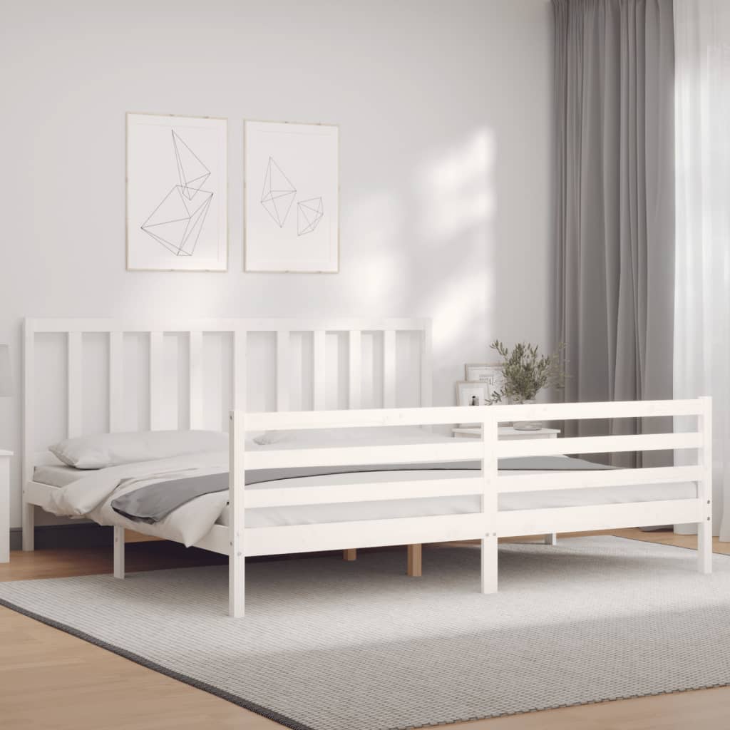 vidaXL Bedframe zonder matras massief grenenhout wit 200x200 cm afbeelding