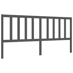 Rám postele s čelem šedý 200 x 200 cm masivní dřevo - obrázek 8