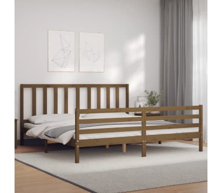 vidaXL Lovos rėmas su galvūgaliu, rudas, 200x200cm, medienos masyvas