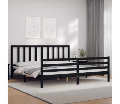 vidaXL Bed Frame without Mattress Black 200x200 cm Solid Wood Pine