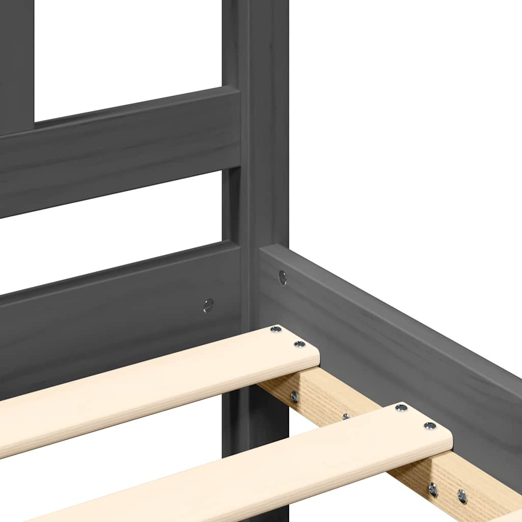 szürke tömör fa ágykeret fejtámlával (Single)