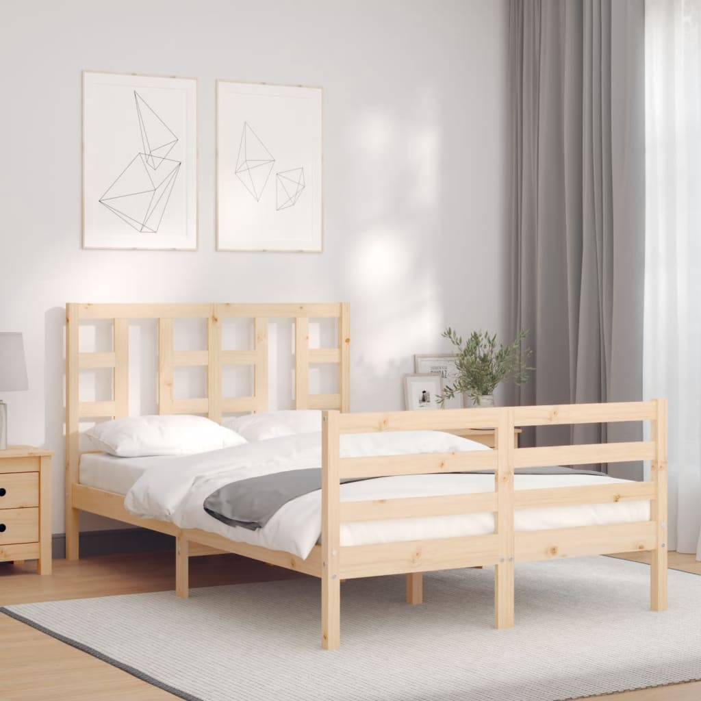 vidaXL Cadre de lit avec tête de lit petit double bois massif
