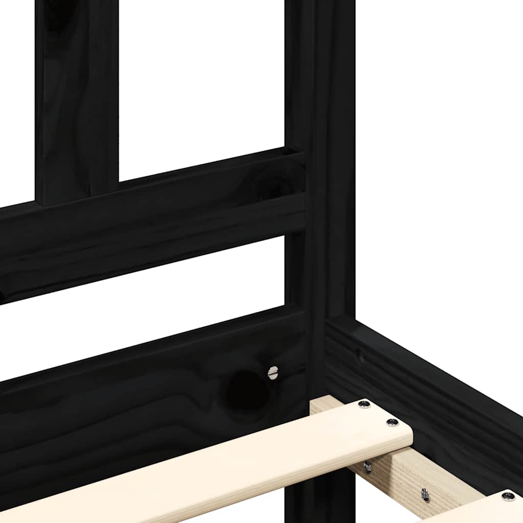 fekete tömör fa ágykeret fejtámlával Small Double