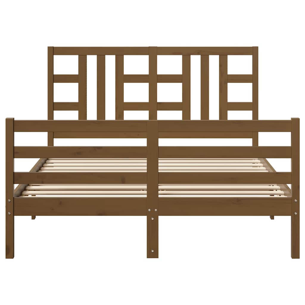 Cadru de pat, maro miere, 140x190 cm, lemn masiv