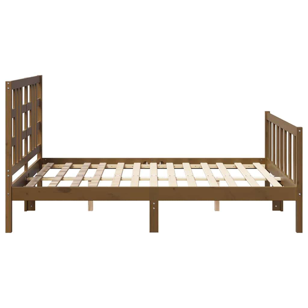 Cadru de pat, maro miere, 140x190 cm, lemn masiv