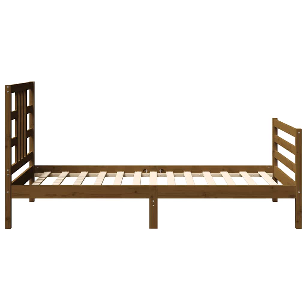 mézbarna tömör fa ágykeret fejtámlával 100 x 200 cm