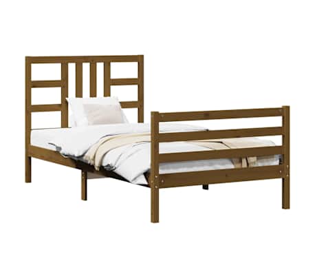 vidaXL Lovos rėmas su galvūgaliu, rudas, 100x200cm, medienos masyvas