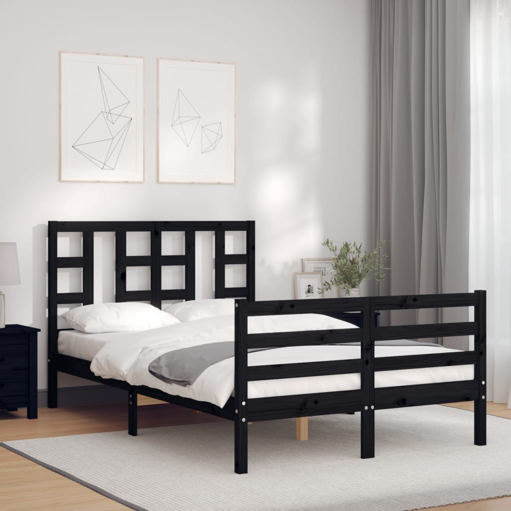 vidaXL Bed Frame without Mattress Black 120x200 cm Solid Wood