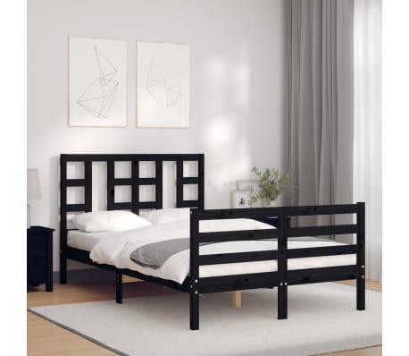 vidaXL Bed Frame without Mattress Black 120x200 cm Solid Wood