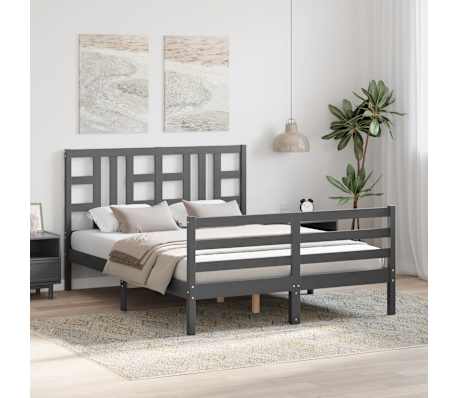 vidaXL Lovos rėmas su galvūgaliu, rudas, 140x200cm, medienos masyvas