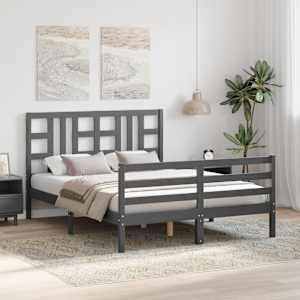 vidaXL Lovos rėmas su galvūgaliu, rudas, 140x200cm, medienos masyvas