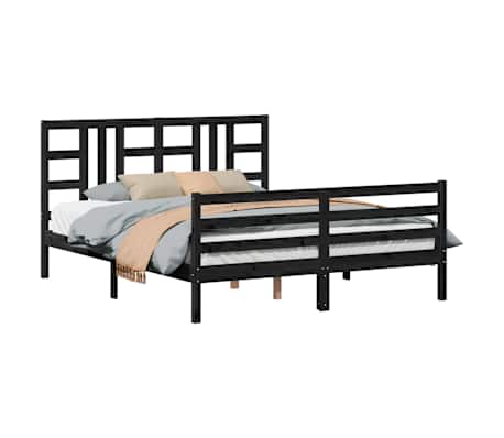 vidaXL Bed Frame without Mattress Black 160x200 cm Solid Wood