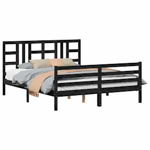 vidaXL Bed Frame without Mattress Black 160x200 cm Solid Wood