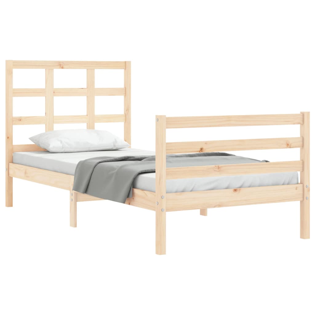 vidaXL Bedframe met hoofdbord massief hout afbeelding
