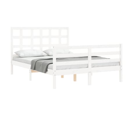 vidaXL Estructura de cama con cabecero madera maciza blanco 140x190 cm