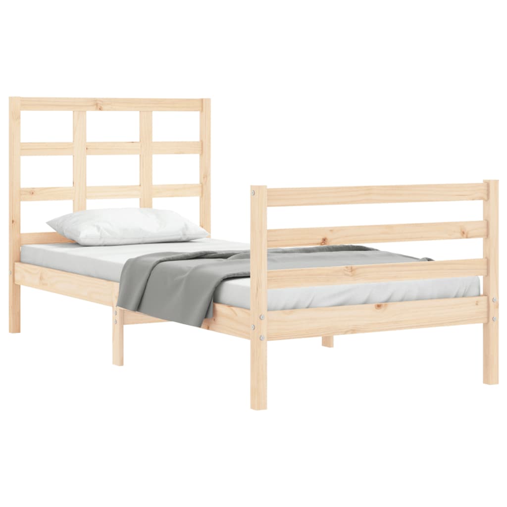 vidaXL Bedframe met hoofdbord massief hout 90x200 cm afbeelding