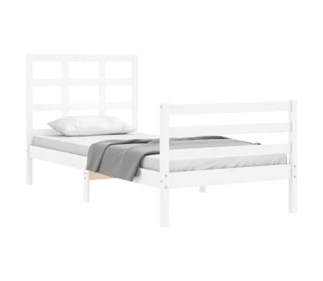 vidaXL Bedframe met hoofdbord massief hout wit 100x200 cm