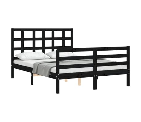 vidaXL R&aacute;m postele s čelem čern&yacute; 120 x 200 cm masivn&iacute; dřevo