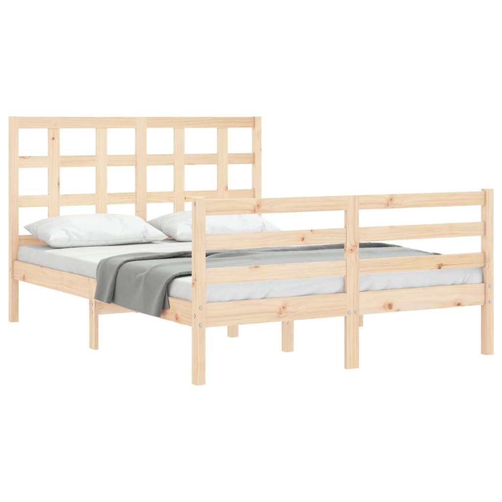 vidaXL Bedframe met hoofdbord massief hout 140x200 cm afbeelding