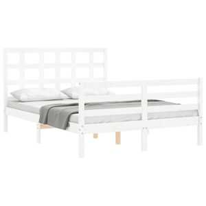 vidaXL Cadre de lit sans matelas blanc 140x200 cm bois massif