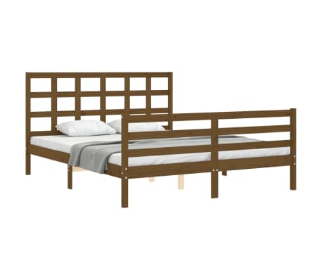 vidaXL Bed Frame with Headboard Honey Brown 160x200 cm Solid Wood