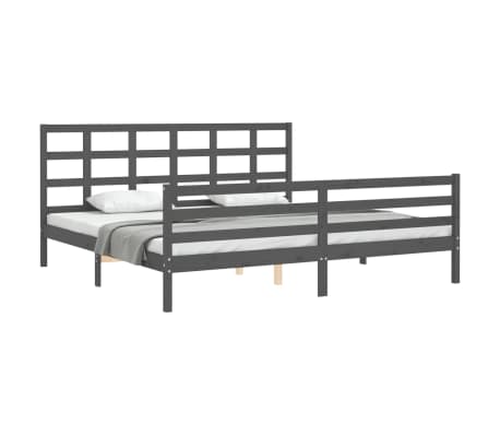 vidaXL Estrutura cama Super King Size c/ cabeceira madeira cinzento