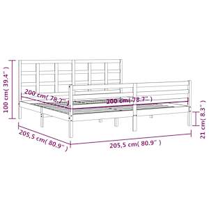 Rám postele s čelem černý 200 x 200 cm masivní dřevo - obrázek 12