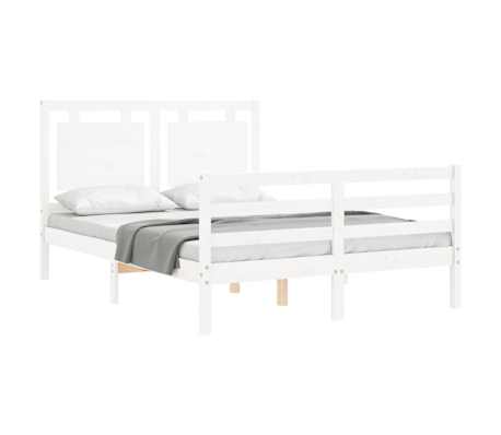 vidaXL Massivholzbett mit Kopfteil Wei&szlig; 140x190 cm