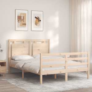 vidaXL Bedframe met hoofdbord massief hout 140x200 cm
