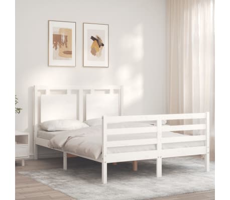 vidaXL Posteľn&yacute; r&aacute;m s čelom biely 140x200 cm mas&iacute;vne drevo