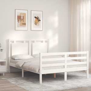 vidaXL Posteľn&yacute; r&aacute;m s čelom biely 140x200 cm mas&iacute;vne drevo