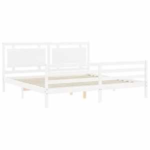 Rám postele s čelem bílý 200 x 200 cm masivní dřevo - obrázek 5