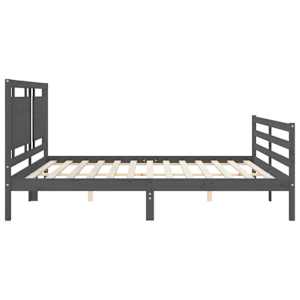 Rám postele s čelem šedý 200 x 200 cm masivní dřevo - obrázek 7