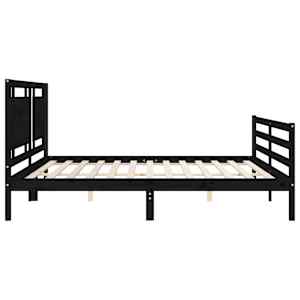 Rám postele s čelem černý 200 x 200 cm masivní dřevo - obrázek 7
