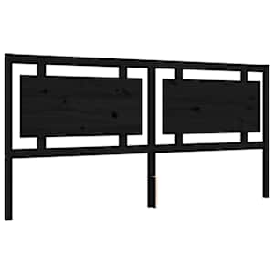 Rám postele s čelem černý 200 x 200 cm masivní dřevo - obrázek 10