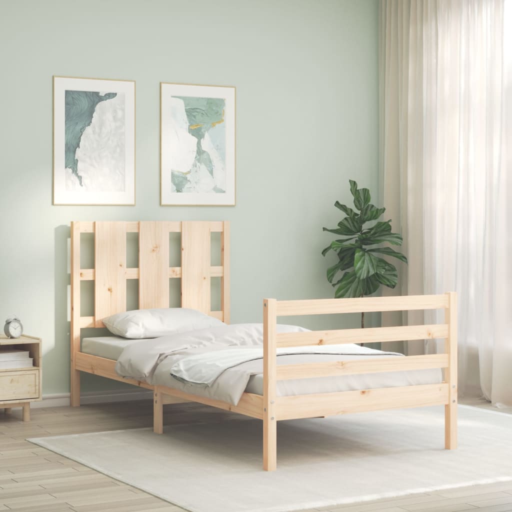 vidaXL Cadru de pat cu tăblie 2FT6 Small Single, lemn masiv vidaXL imagine 2022