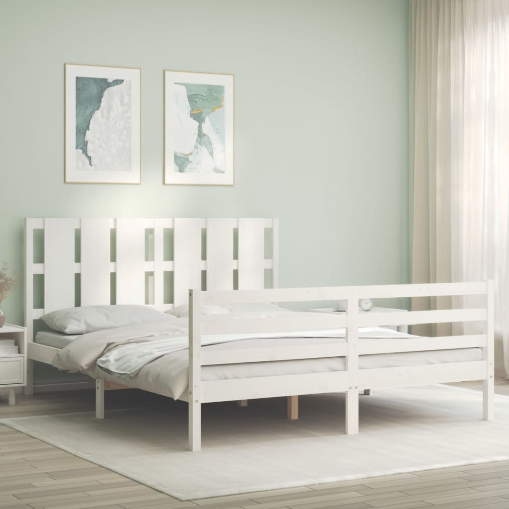 Photos - Bed VidaXL  Frame without Mattress White 160x200 cm Solid Wood 