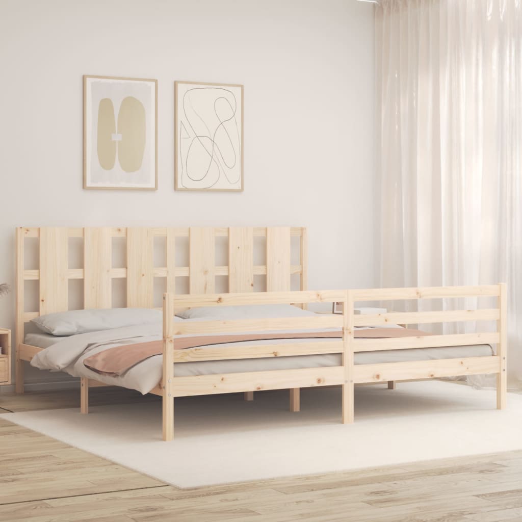 Cadru de pat cu tăblie Super King Size, lemn masiv