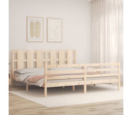 vidaXL Bedframe met hoofdbord massief hout