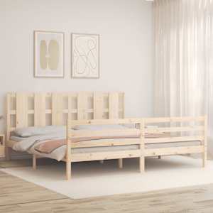 vidaXL Bedframe met hoofdbord massief hout