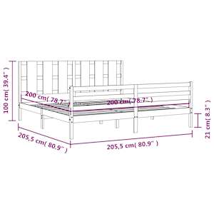 Rám postele s čelem šedý 200 x 200 cm masivní dřevo - obrázek 12