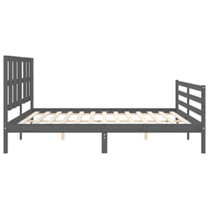 Rám postele s čelem šedý 200 x 200 cm masivní dřevo - obrázek 6