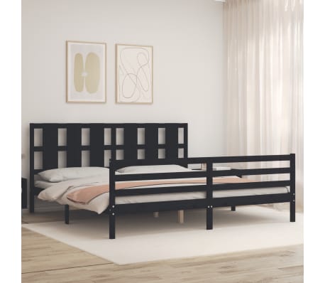 vidaXL Bed Frame without Mattress Black 200x200 cm Solid Wood