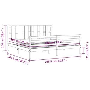 Rám postele s čelem černý 200 x 200 cm masivní dřevo - obrázek 12