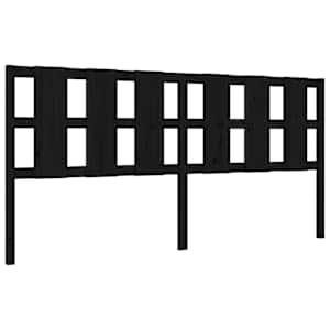 Rám postele s čelem černý 200 x 200 cm masivní dřevo - obrázek 9