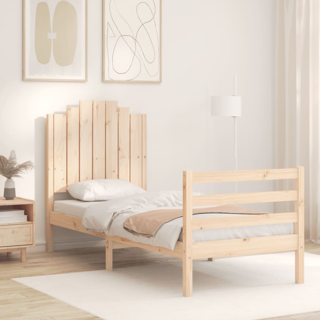 vidaXL Bedframe met hoofdbord massief hout afbeelding