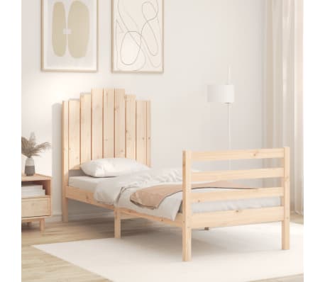 vidaXL Sängram med sänggavel massivt trä