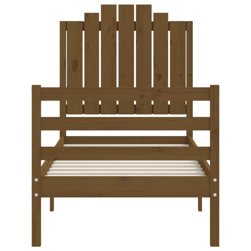 Легло с табла меденокафяво 2FT6 см Small Single дърво масив