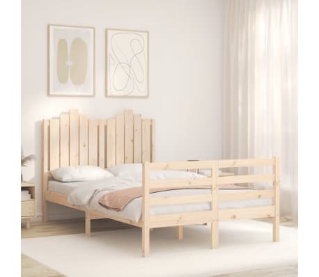 vidaXL Lovos rėmas su galvūgaliu, medienos masyvas, mažas dvivietis