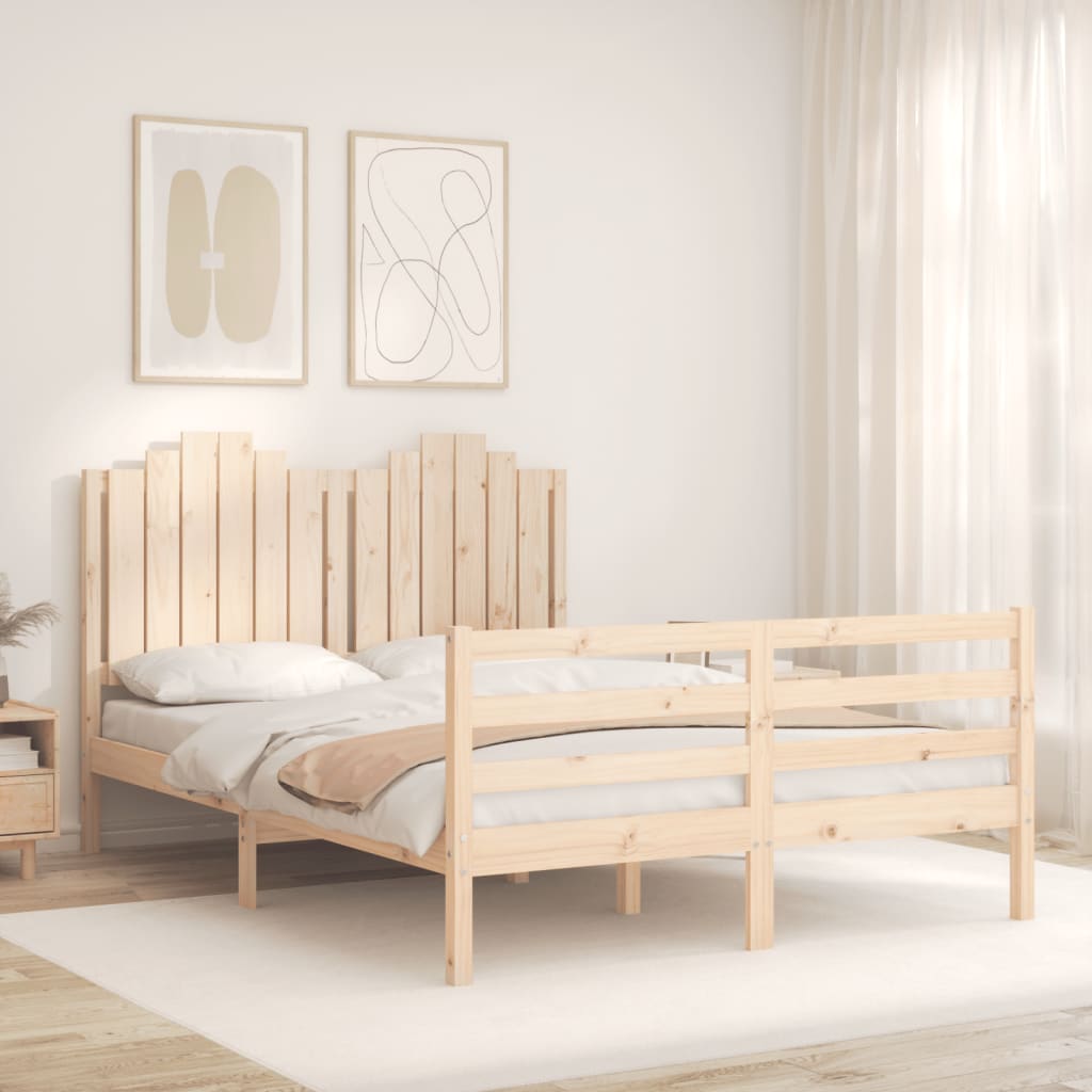 vidaXL Bedframe met hoofdbord massief hout afbeelding